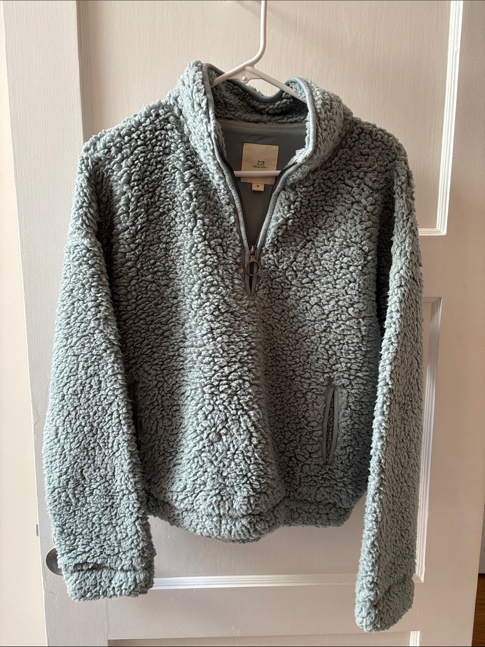 Thread & Supply Sherpa Zip Jacket - Sage Blue